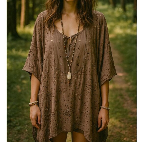 JEN'S PIRATE BOOTY Gaudi Sequin Embellished Swim Cover Tunic Top One size Boho - Picture 1 of 15